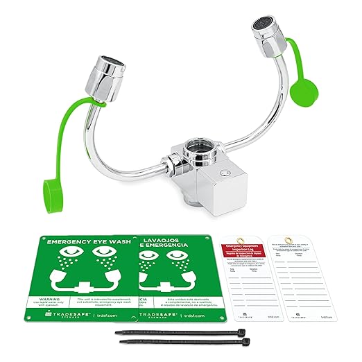 TRADESAFE Faucet Mount Eye Wash Station OSHA Approved - Emergency Eye Wash Station, Eye Wash Station for Sink Faucet, Eye Wash Sign Included, Eyewash Station ANSI Compliant