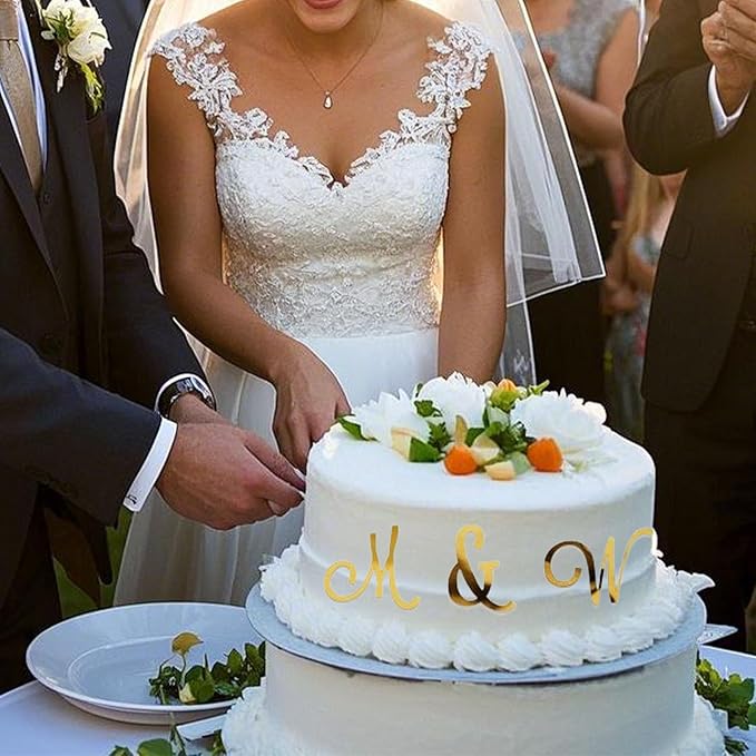 Acrylic Alphabet Cake Topper – DIY Personalized Name Cake Toppers with A-Z Gold Letter Set for Custom Wedding, Baby Shower, or Birthday Party Decorations