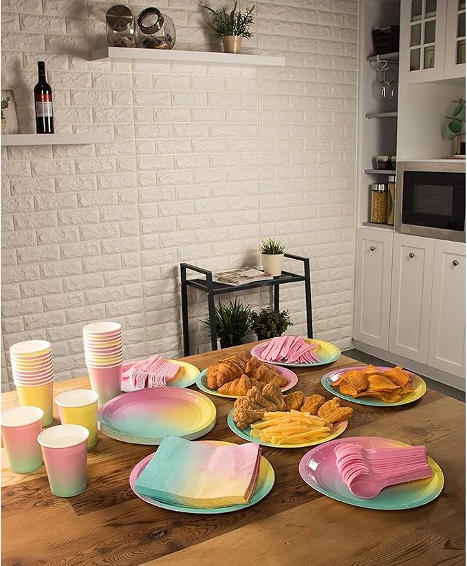 BLUE PANDA Rainbow Paper Napkins - 2-Ply Absorbent Pastel Party Napkins for Rainbow Birthday Events - 6.5 x 6.5 in Folded - Pack of 150