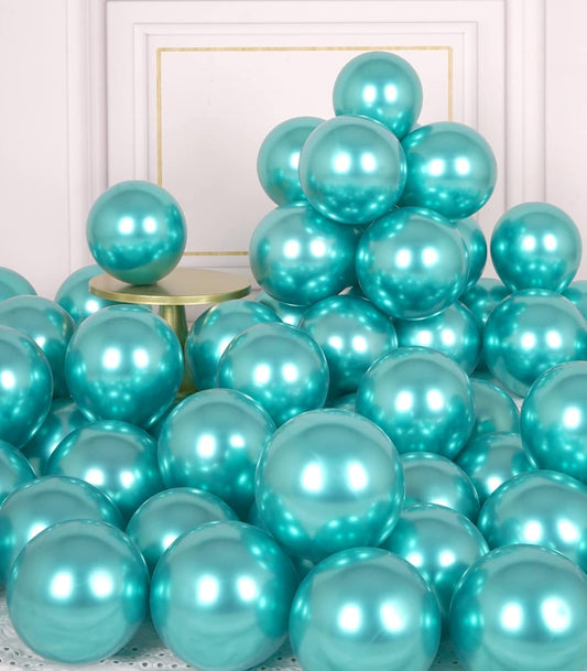 AULE Metallic Green Balloons 5 inch 50 Pcs Teal Green Latex Balloons Chrome Helium Shiny Thicken Balloon Perfect Party Decoration for Wedding Birthday Baby Shower Graduation Christmas Carnival