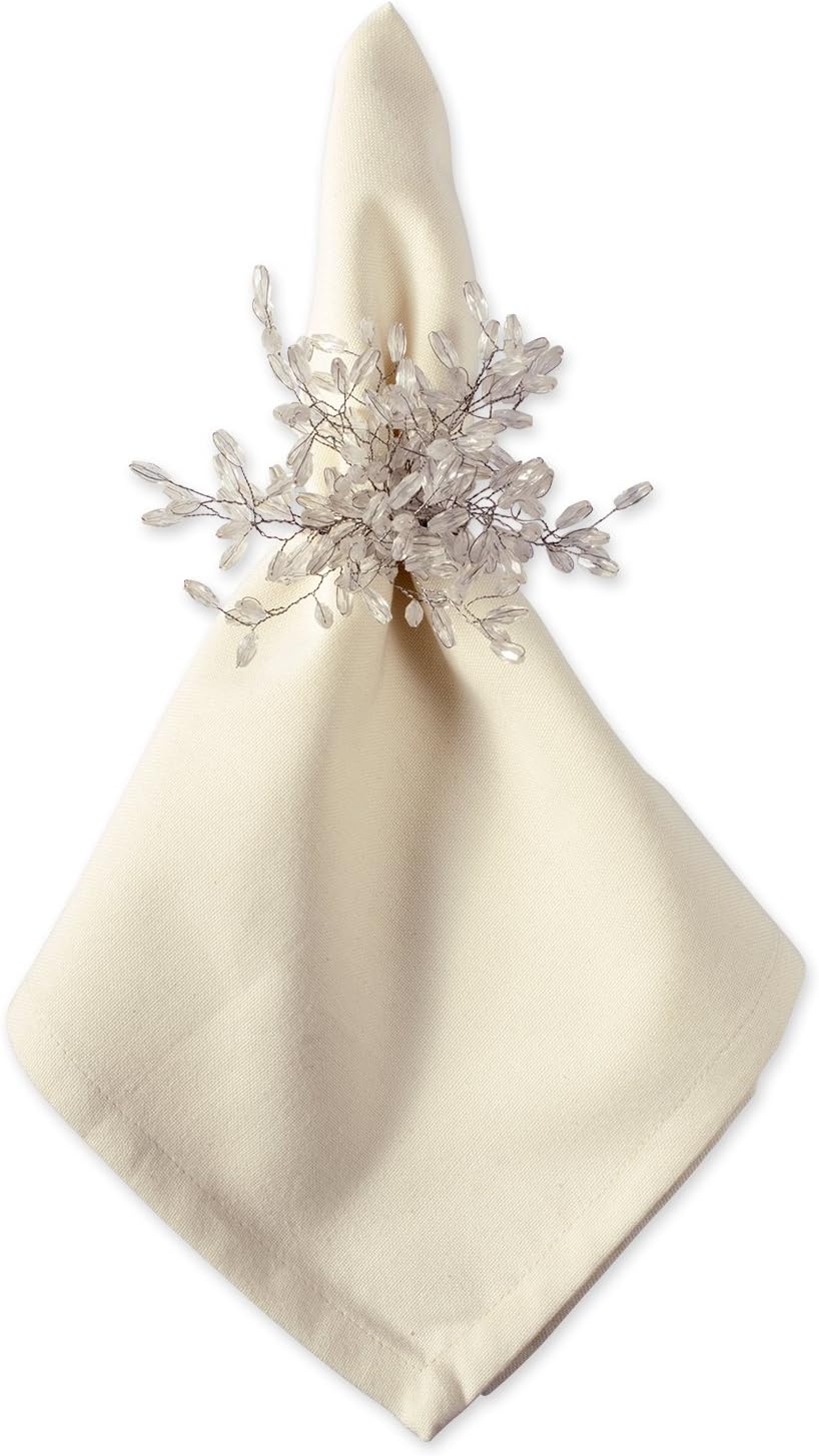 DII Christmas Thanksgiving Holiday Tabletop Décor Collection Decorative Napkin Ring Holder Set, 4" Diameter, Silver Beaded Starburst, 6 Piece