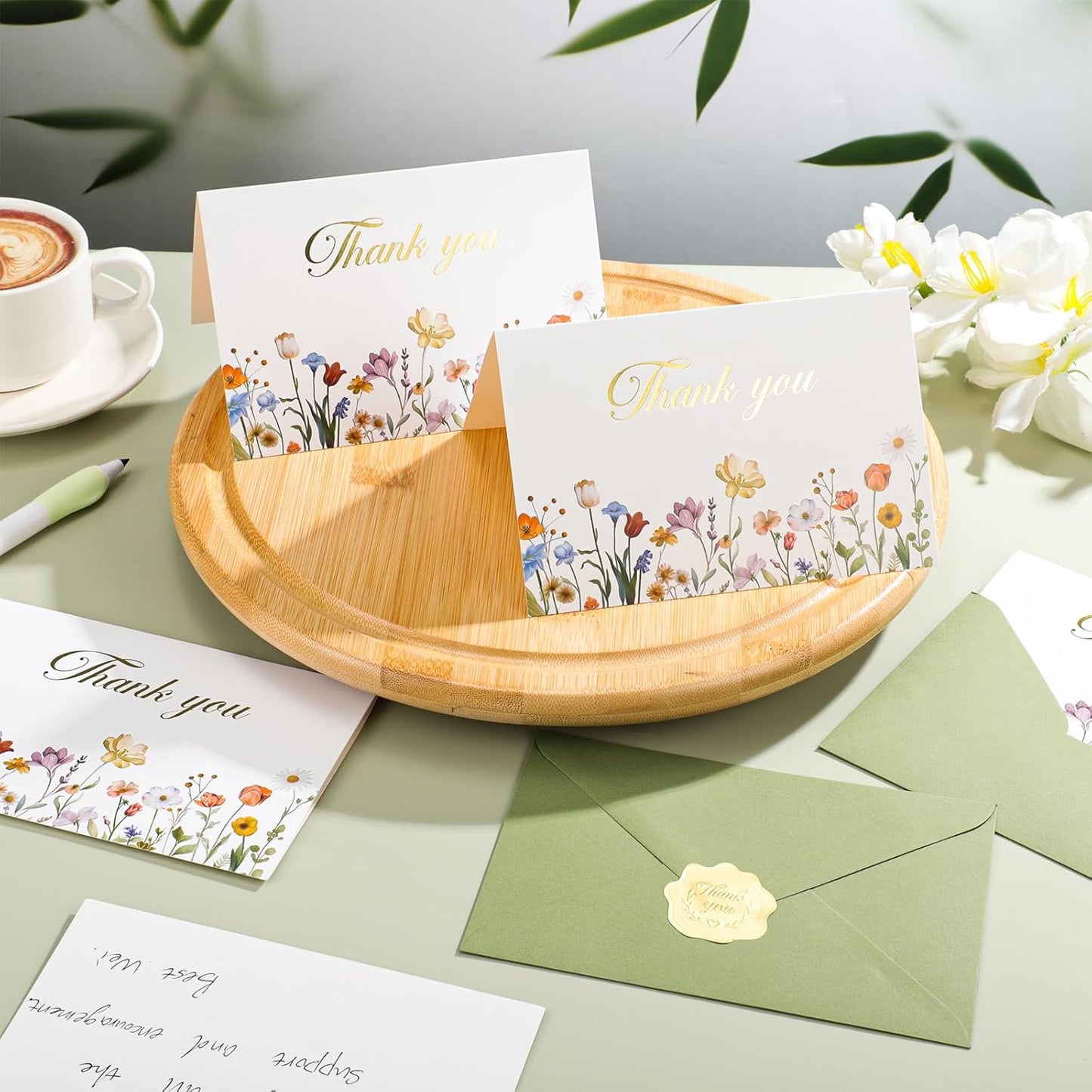 Thank You Cards with Envelopes, 50 Pack Thank You Cards Bulk Blank Card Notes with Envelopes & Stickers 4x6 Inch Greeting Card for Wedding, Baby Shower, Graduation, Bridal Shower, Business,Birthday