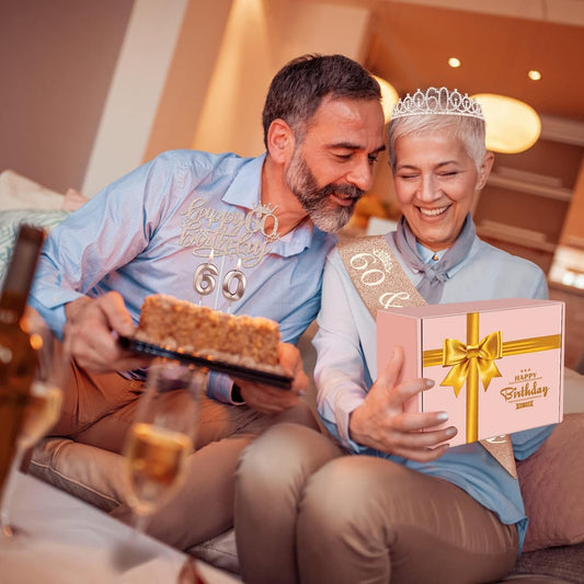 60th Birthday Decorations for Woman, Including 60th Birthday Sash and Crown, Cake Topper and Candles, 60 Year Old Gifts for Women