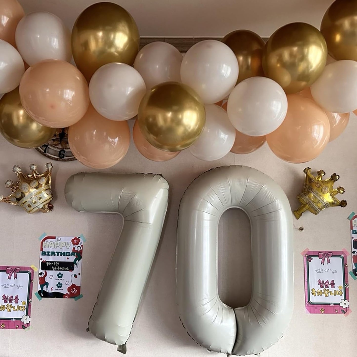 Smlpuame 40 Inch Cream Number Balloons 0-9, Giant Self-Sealing Beige Foil Number 0 White Sand Digit Helium Balloon for Boys Girls Women Men Party Anniversary Supplies Decorations