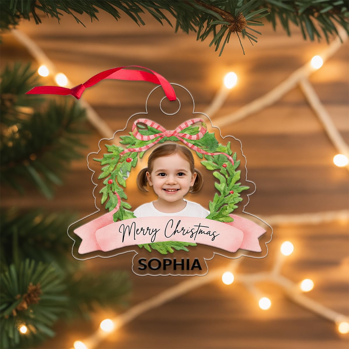 Custom Photo Baby Portrait Christmas Ornament, Personalized Baby First Christmas Ornament, Newborn Keepsake, Family Holiday Decoration Gift Acrylic Ornament – Personalized
