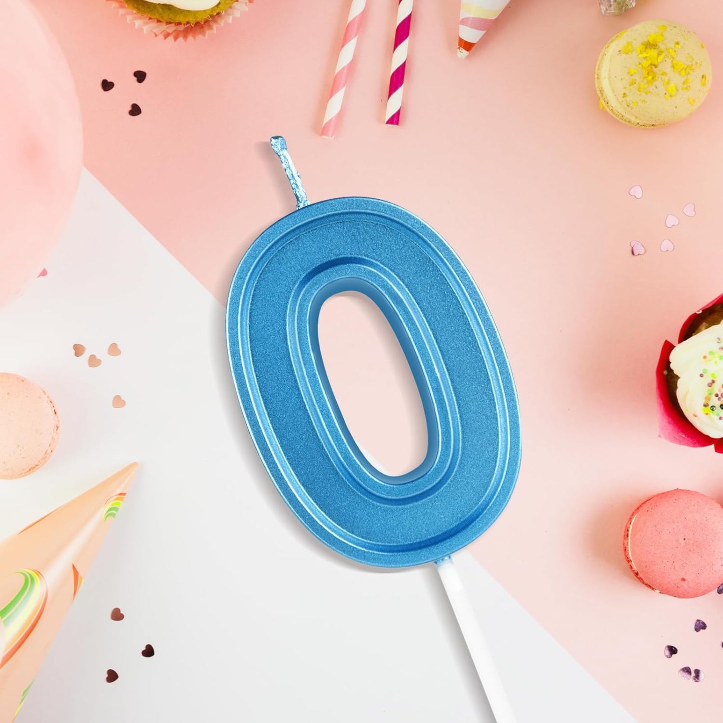 BEAN LIEVE Blue Birthday Candles Number 0, Blue Number Candles, Cake Number Candles for Birthday Parties and Wedding Anniversary Celebrations