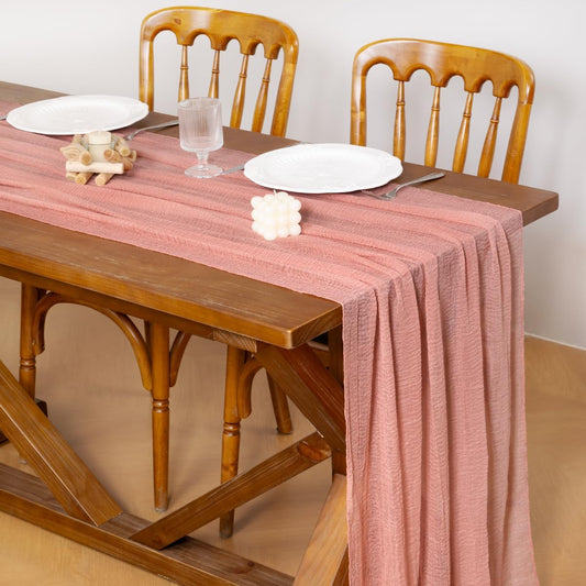 Socomi 3pcs Cheesecloth Table Runner Rose Gold Fall Thanksgiving Gauze 120 Inch Rustic Boho Cheese Cloth Runner for Wedding Party Baby Bridal Shower Centerpiece Decoration Holiday Home Decorations