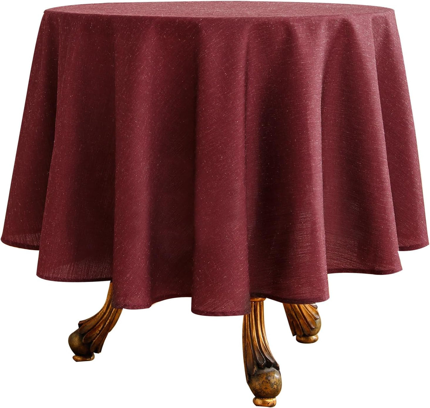 ISAENNE Red Tablecloth for Round Tables,Linen Table Cloth Solid Color Plain Simplicity,Heavy Durable Table Cover for Dining Kitchen Decor Party Banquet,Diameter 67"