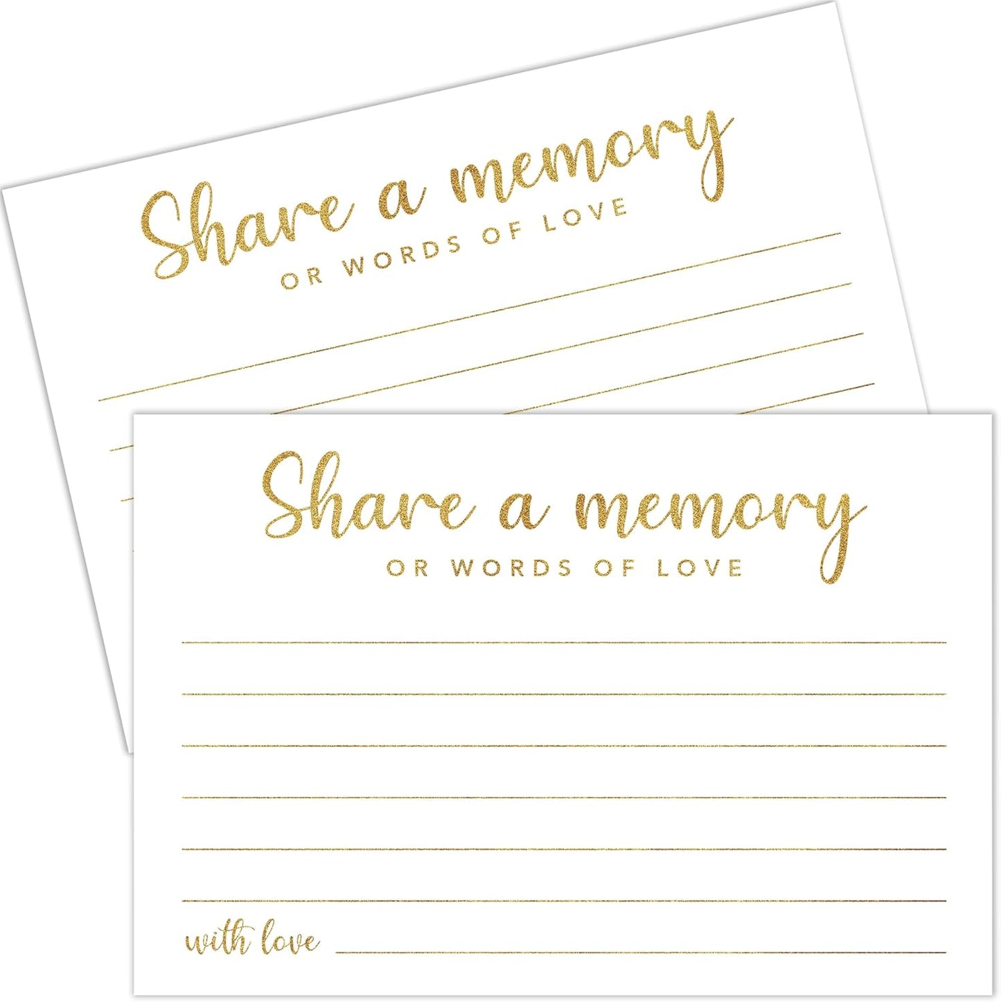 Share a Memory Cards for Celebration of Life, Graduation, Retirement, Birthdays, Guest Book Ideas, Funeral Sign In Book For Memorial Service, 4x6 Inches Set of 50 Pcs(Gold) -A10