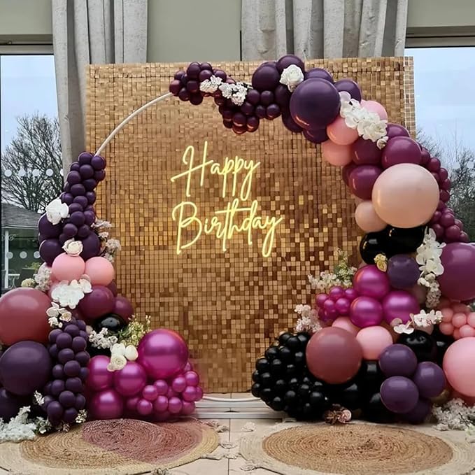 Dark Purple Black Pink Balloon Garland Arch Kit, 167Pcs Latex Balloons Wisteria Lavender Pastel Pink Pearlescent Plum for Birthday Bridal Shower New Years Party Decorations