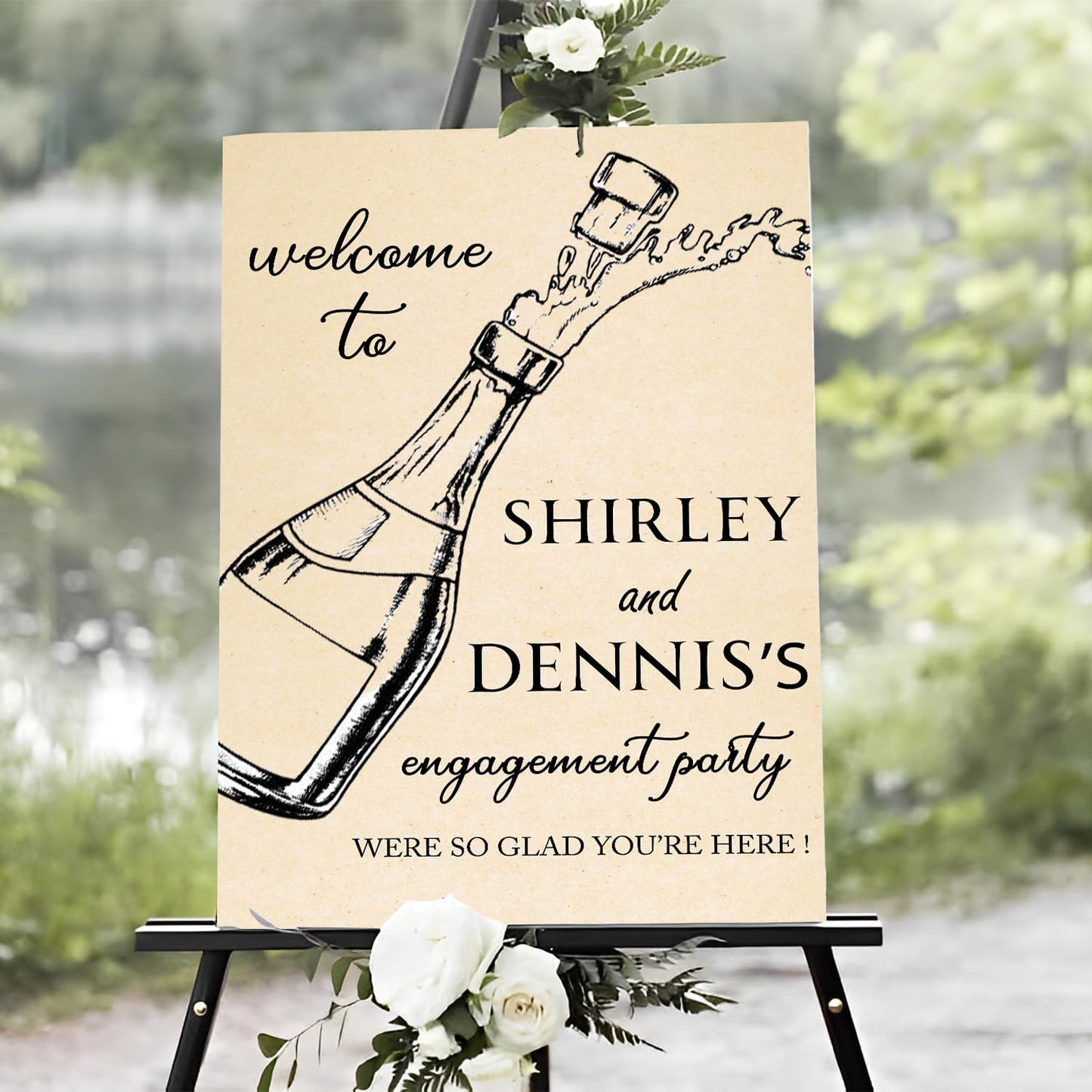 Welcome To Our Engagement Party Sign, Champagne Personalized Engagement Party Sign, Engagement Party Welcome Sign, Engagement Signs For A Party, Rustic Engagement Decor