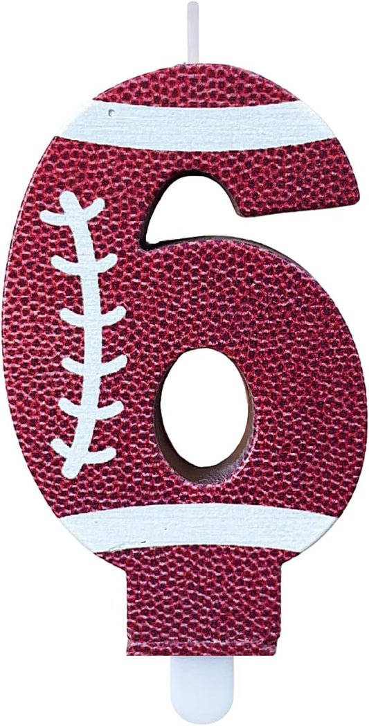 Football Birthday Number Candles for Cake Brown Number 6 Candle Football Cake Topper Cupcake Topper for Football Birthday Party Decorations Supplies Favors