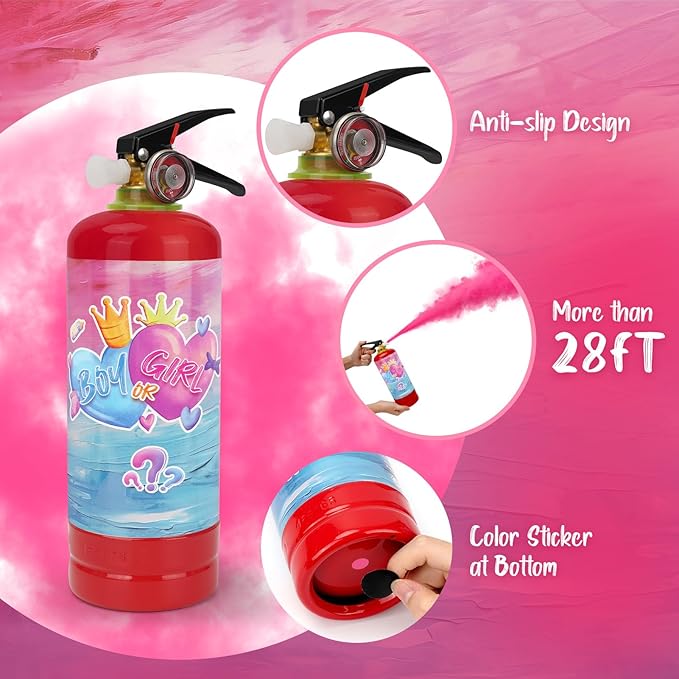 Gender Reveal Fire Extinguisher, 2 Pack Gender Reveal Ideas Gender Reveal Party Decorations Baby Girl Boy Reveal Party Ideas Gender Reveal Decor (Pink, Extra Large)