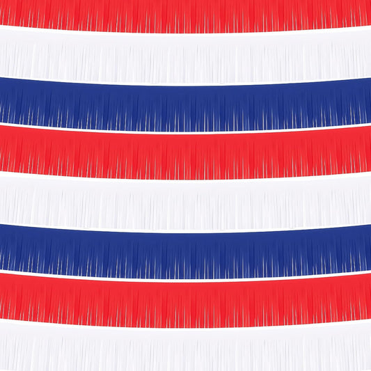 Taiyin 12 Pack 120 Feet Red, White, Blue Fringe Garland Tissue Paper Fringe Tassel Party Garland Decor Wall Hanging Banner Backdrop Streamers for Patriotic Day 4th of July Birthday Party