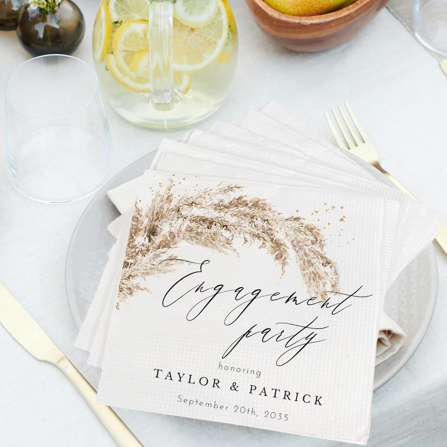 Luxury Custom Pack 15pcs We're Engaged Wedding Napkins, Engagement Decorations for Party, Custom Beverage Cocktail Luncheon Dinner Napkins 6