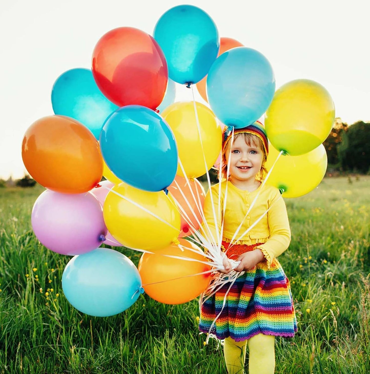 KALOR 10 Inch Rainbow Balloons, 100 Pcs Latex Helium Balloons for Kid's Birthday Party Baby Shower Wedding Graduation Graduation Party Decorations