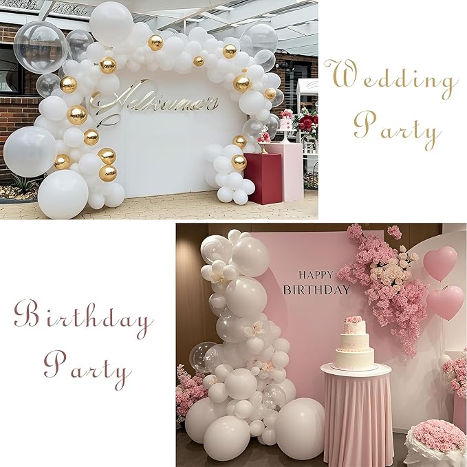 White Balloons 100pcs Pearl Latex Party Balloon for White Theme, Wedding, Engagement, Anniversary, Graduation, Birthday Party Backdrop, 4th of July, Neutral Baby Shower, Bachelorette Party Decorations
