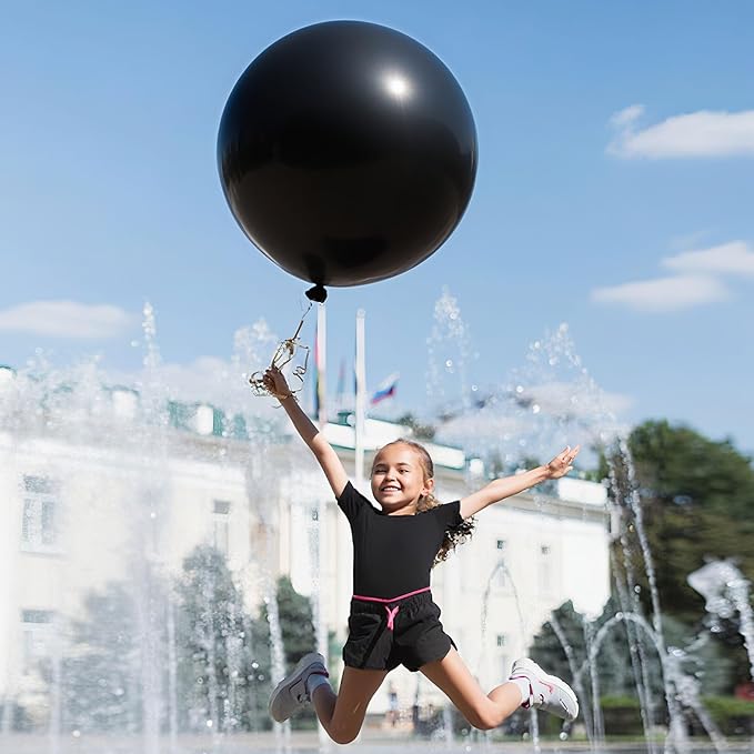 10pcs Giant Black Balloons - 36 Inch Extra Large Ballons Jumbo Round Latex Balloon Party Decorations for Birthday, Halloween, Retirement Party, Back to School Decor, Christmas