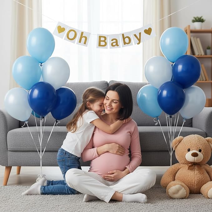 Blue Balloons - 60PCS 12 Inch Navy Blue Balloons, Pearl, Metallic, Light Blue, Baby Blue Balloon for Birthday, Wedding, Graduation, Baby Shower, Engagement Party Decorations