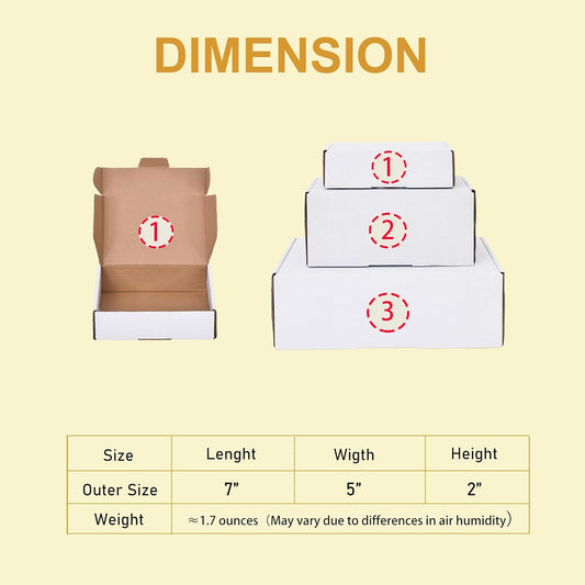 Shipping Boxes, 7x5x2 Inches, White Corrugated Cardboard Literature Mailer, Set of 25