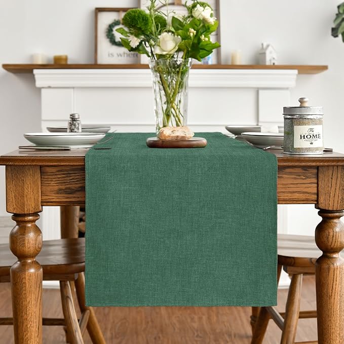 Artoid Mode Forest Green Table Runner, Seasonal Christmas Spring Washable Kitchen Dining Table Decoration for Home Party Decor 13x120 Inch