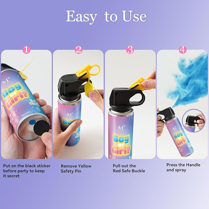 Gender reveal Fire Extinguisher for Boys,100% Biodegradable Blue smoke, Baby Boy Reveal Party Decorations, Ideal for Exciting Gender Reveal(Blue, Four bottles)