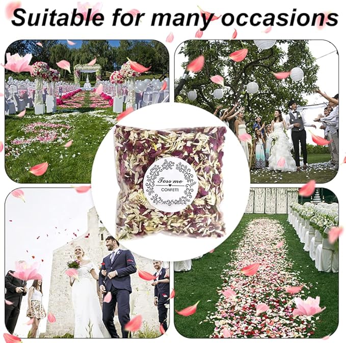 Party Confetti Natural Dried Flower Petals, 12 Packs Biodegradable Confetti Real Rose Petals for Wedding and Party Decoration