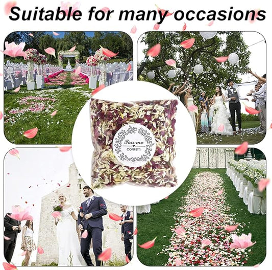 Party Confetti Natural Dried Flower Petals, 12 Packs Biodegradable Confetti Real Rose Petals for Wedding and Party Decoration