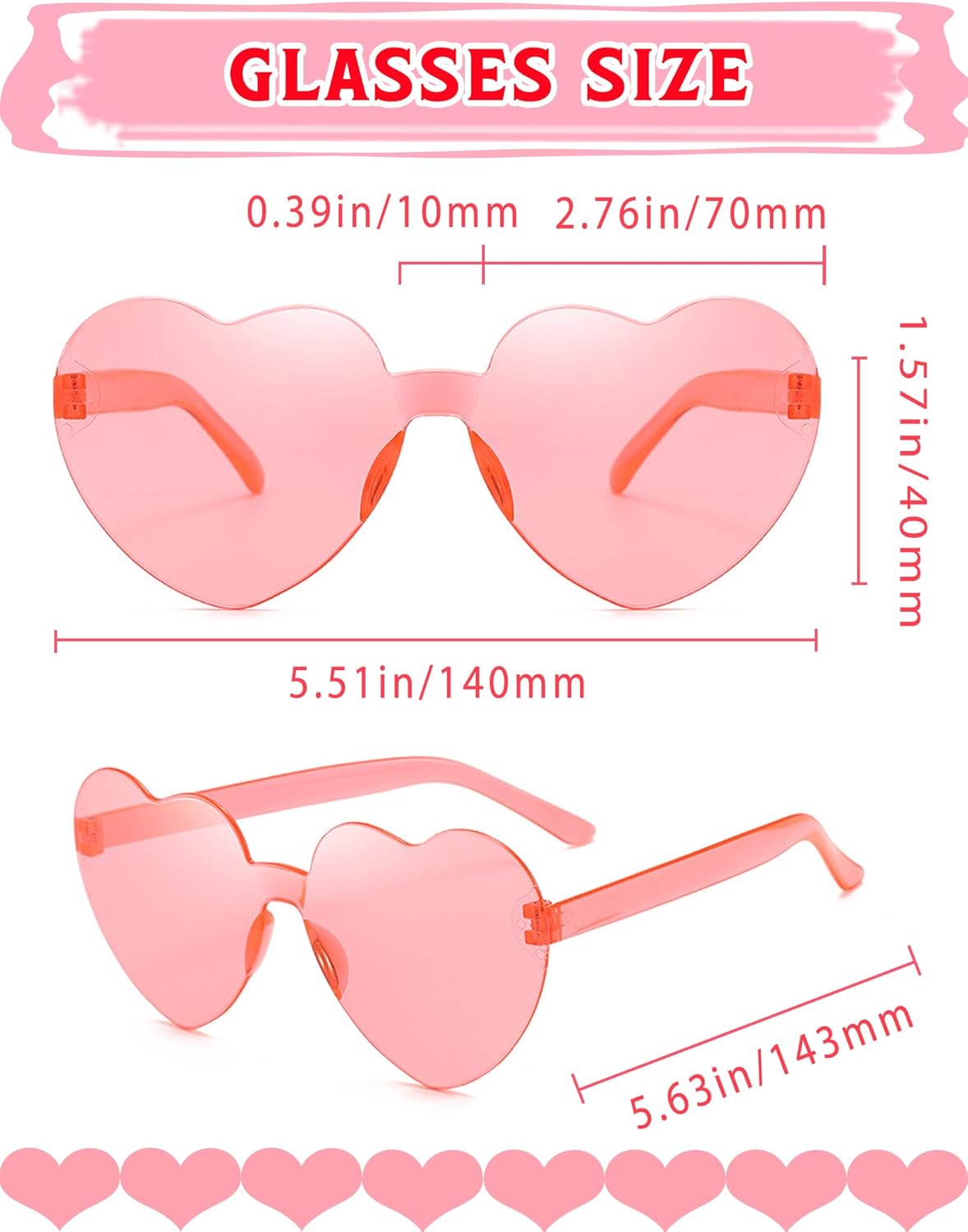 Heart Shaped Rimless Sunglasses 12Pack, Bachelor Party Cool Colorful Funky Sunglasses