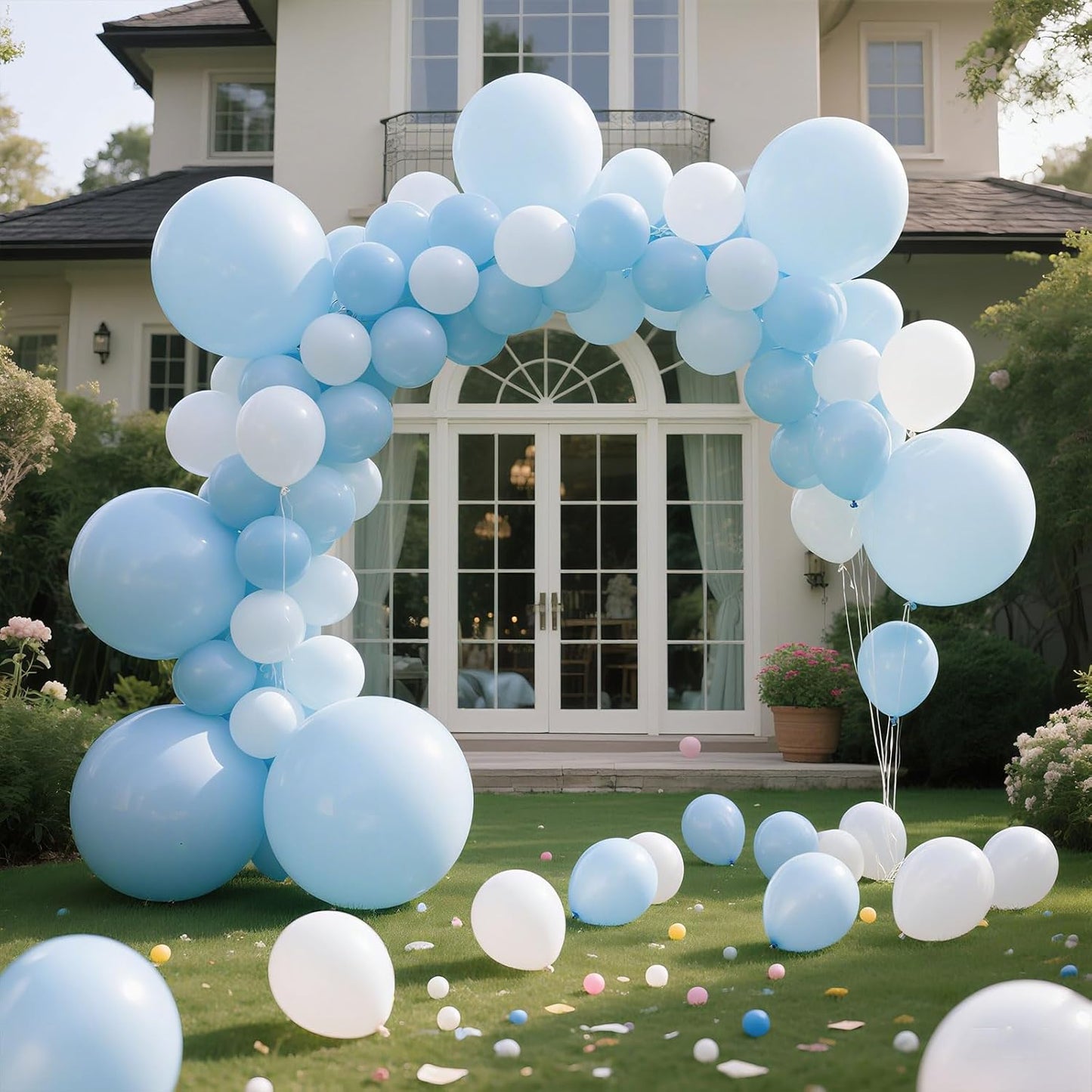 Pastel Blue Latex Party Balloons 100 Pack 12 inch Round Light Blue Balloons for Wedding Baby Shower Gender Reveal Birthday Party Decoration