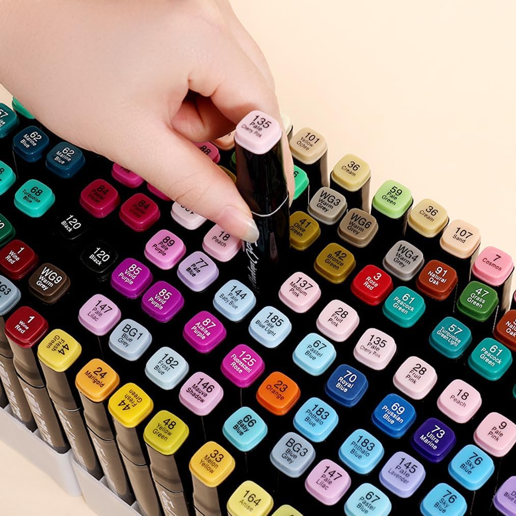 80 Colors Alcohol Markers Set Chisel & Fine Dual Tip for Adults Kids,Permanent Marker Pens with Organizing Case