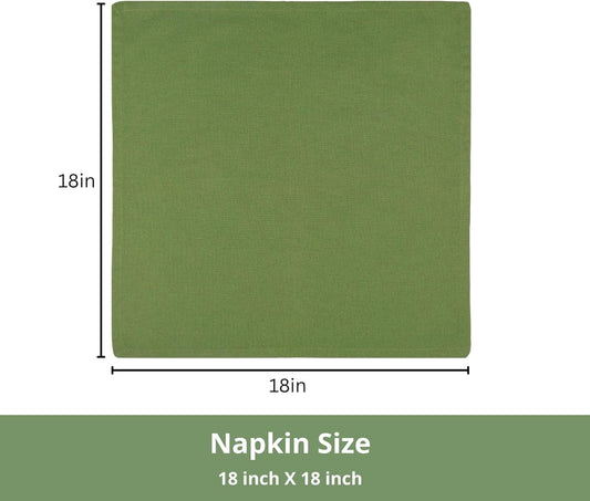 PurpleEssences Set of 12 Cloth Dinner Napkins 100% Cotton 18x18 Inch - Soft Durable Washable - Ideal for Farmhouse Party Fall Thanksgiving - Perfect Everyday Use Table Linen - Sage Green