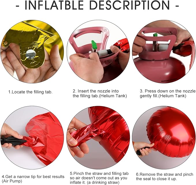 [52 PCS] 16" Foil Red Letter Balloons 2 Sets of A-Z, Mylar Aluminum Hanging Alphabet for Romance Valentine's day Graduation New Year eve Birthday Party Decorations