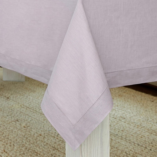 Solino Home Linen Tablecloth 60 x 108 Inch - Classic Hemstitch 100% Pure Linen Lilac Table Cloth for Rectangle Tables - Machine Washable Tablecloth for Fall, Autumn, Thanksgiving, Christmas