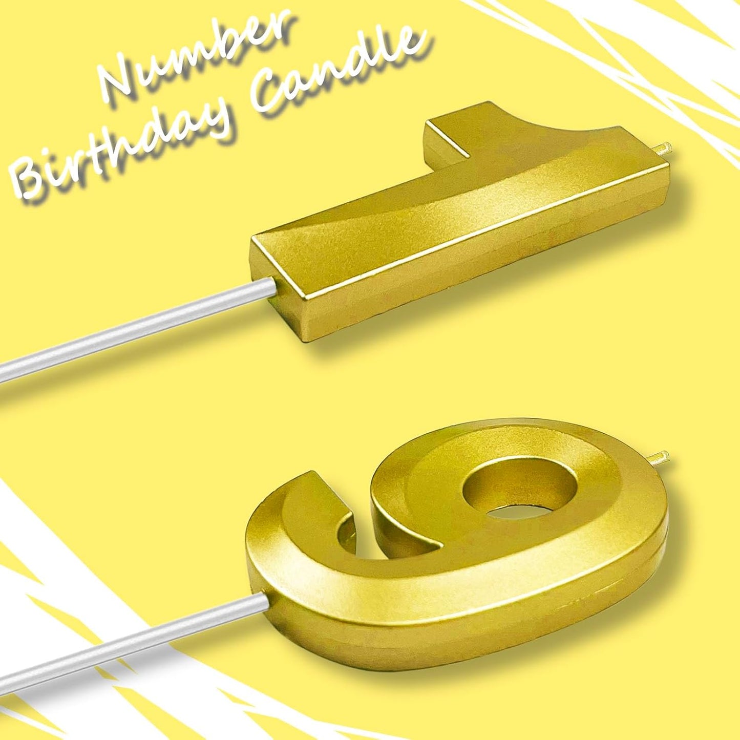 Gold Number 19 Candles, 3D Diamond 2.76 Inch Cake Topper Birthday Candles for Wedding Anniversary Cake Decorations, Happy Birthday Party Decorations