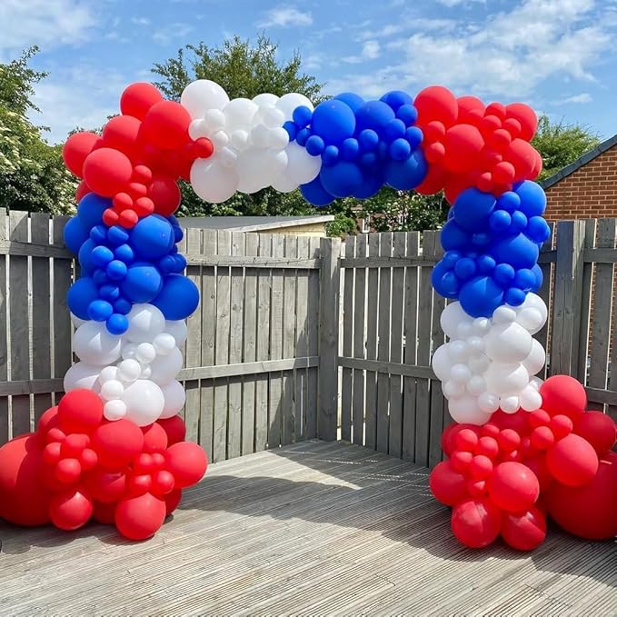 Red White and Blue Balloons Garland Arch Kit, 162pcs Different Sizes with Red White Blue Confetti Balloons for 4th of July Graduation Nautical Birthday Baseball Theme Party Decorations