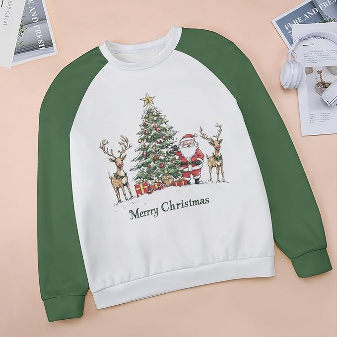 LOAIHA Christmas Sweatshirts for Women Christmas Tree Graphic Shirt Xmas Long Sleeve Merry Christmas Pullover Blouse