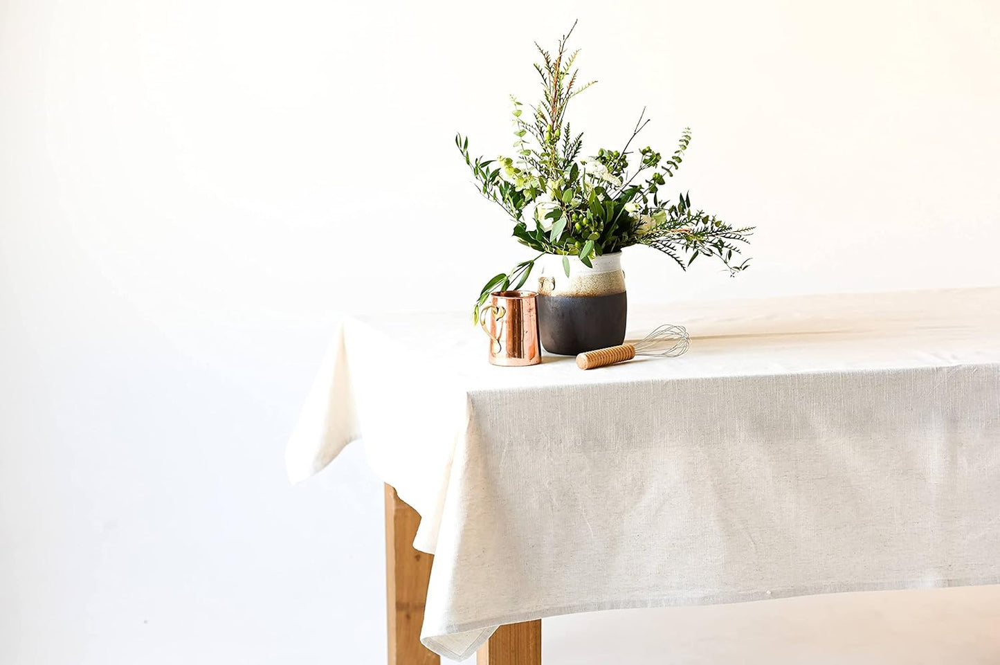 60x90 in Cotton Tablecloth – Large Rectangular Dining Table Cover for Kitchen, Weddings, Parties, Indoor or Outdoor Picnic and Everyday Décor – Neutral (White)