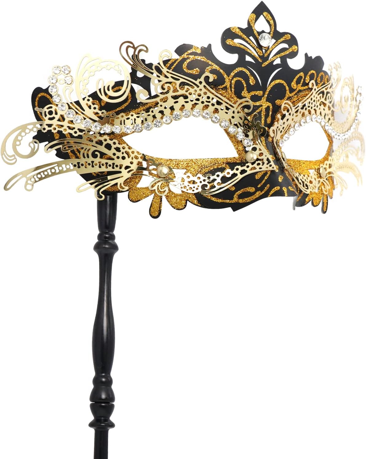 Coddsmz Masquerade Mask with Stick Venetian Mask Mardi Gras Decorations for Womens Halloween Costume Mask