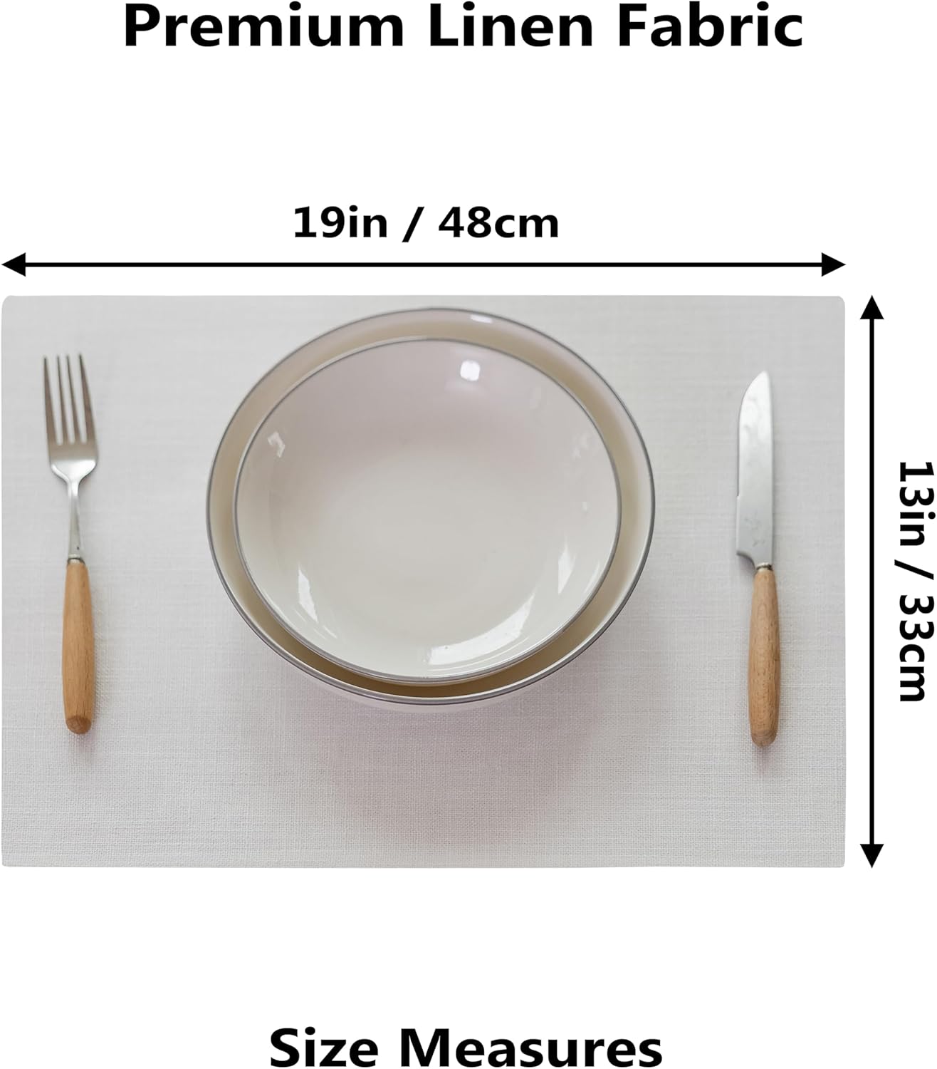 Demetex White Placemats Set of 4 Heat Resistant Cloth Place Mats Linen Dining Table Mats for Wedding Party Christmas Decorations, Pure White