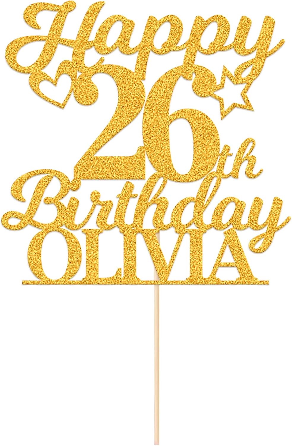 Personalized Happy Birthday Cake Toppers Birthday Cake Topper Gifts for Women Men Custom Glitter Cake Toppers with Any Name & Age for 18th 21st 30th 40th 50th 60th Cake Decorations (Gold)
