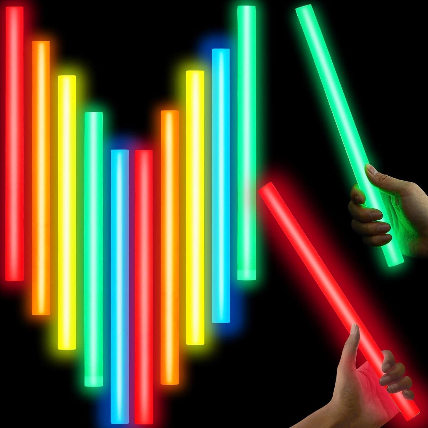 Lewtemi 10 Pcs Large Glow Sticks Big Giant Jumbo Halloween Christmas Emergency Light Stick for Camping Accessories, Survival Kit