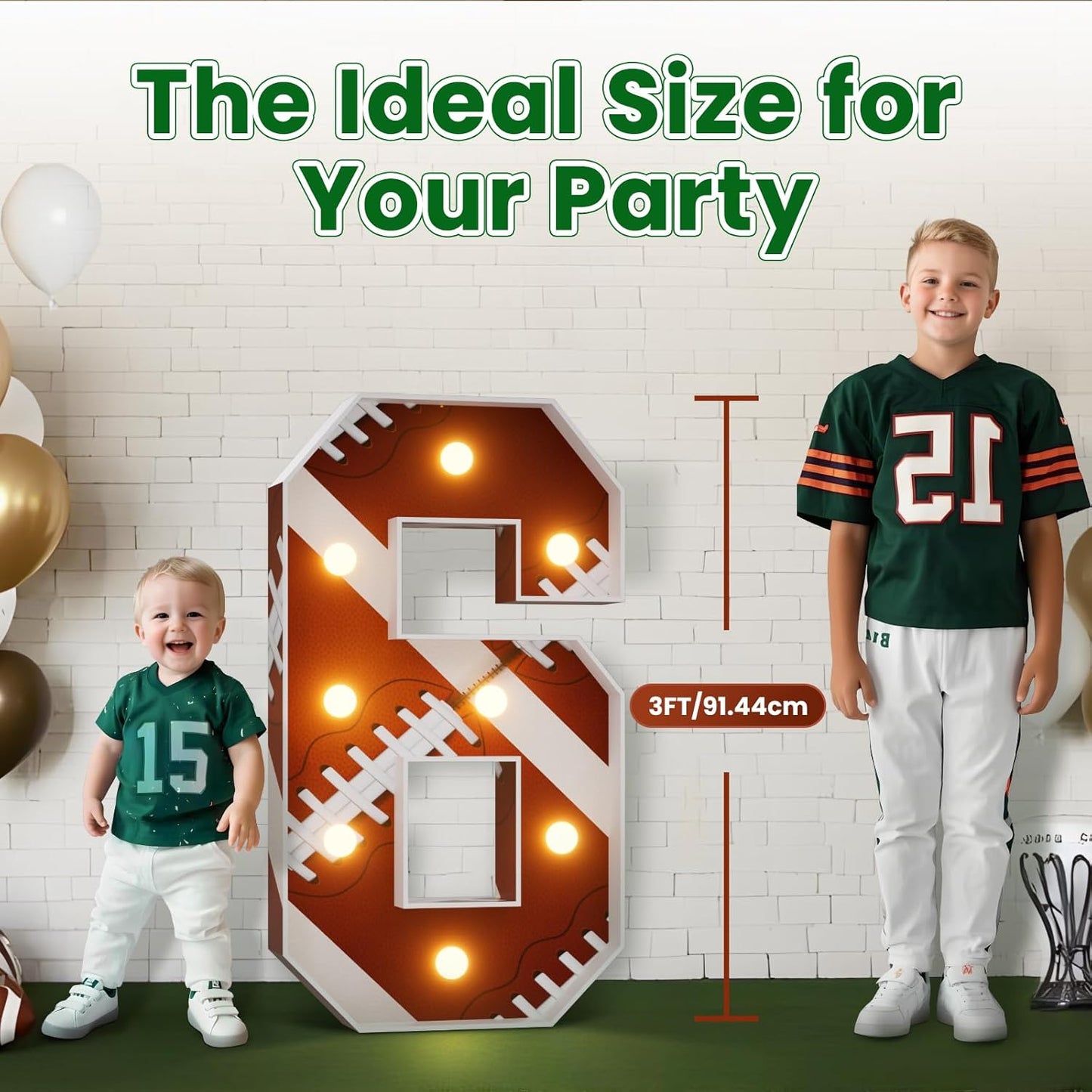Football 6th-Birthday Decorations Marquee Numbers: Superbowl 3FT Large Light up Number Sign 6 Six Year Down Six Years Old Party Decoration Big Balloon Numbers Decor for Boys and Girls