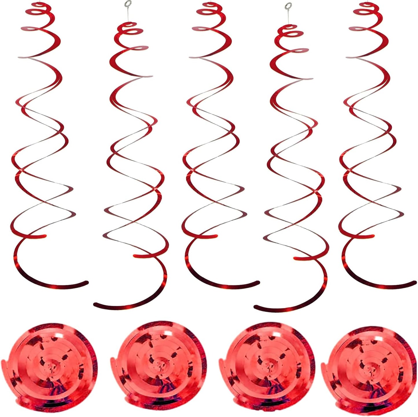 30 Pcs Red Hanging Swirl Party Decorations,Sparkle Red Birthday Ceiling Decorations,Streamers for Wedding Party Anniversary Graduation Christmas (Red)