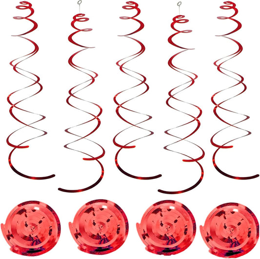 30 Pcs Red Hanging Swirl Party Decorations,Sparkle Red Birthday Ceiling Decorations,Streamers for Wedding Party Anniversary Graduation Christmas (Red)
