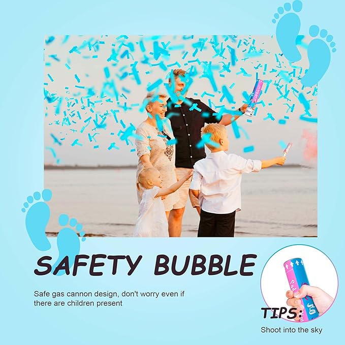 POPUPARTY Gender Reveal Confetti Cannon | No Powder Confetti Poppers | Ideal for Baby boy Gender Reveal Decoration (6 blue)