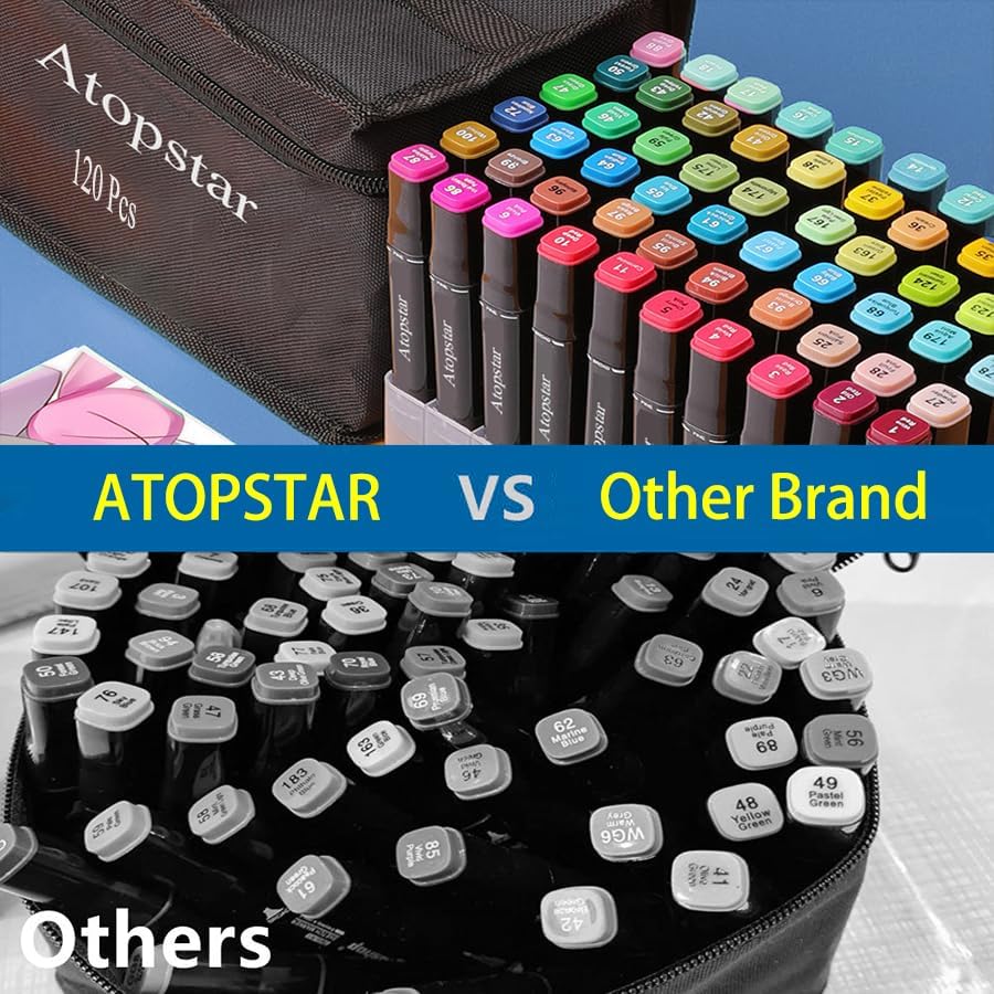 120 Colors Alcohol Markers Artist Drawing Art Markers for Kids Dual Tip Markers for Adult Coloring Painting Supplies Perfect for Gift(120 Black Shell)