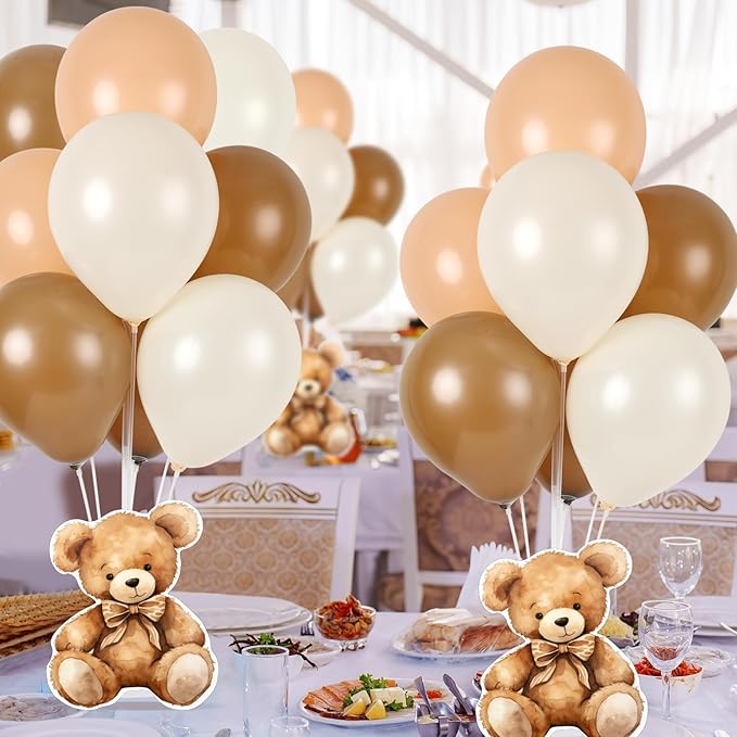 6 Sets Balloon Stand Kit for Table Bear Baby Shower Centerpieces with Balloon Baby Shower Decor for Bear Theme Gender Reveal Birthday Party Table Decorations Supplies