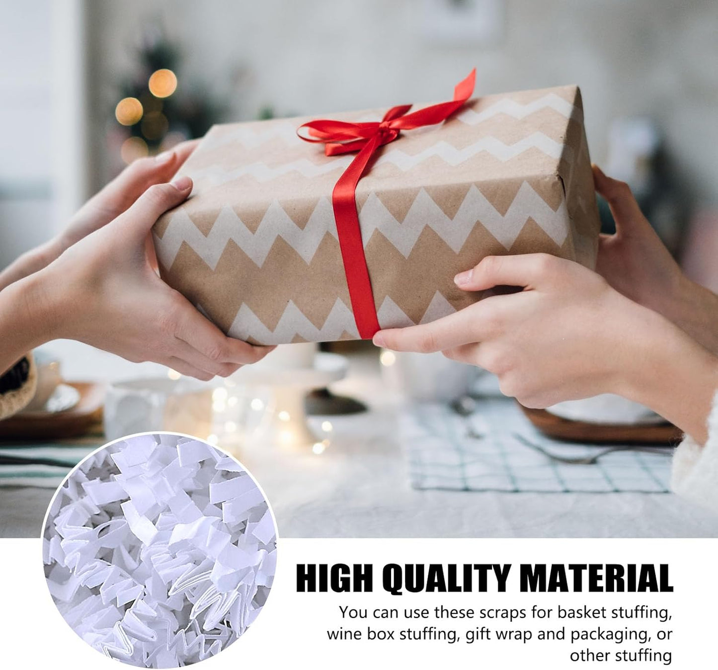 ZEBMOON 1 LB White Crinkle Cut Paper Shred Filler Great for Gift Wrapping, Basket Filling, Birthday, Wedding, Halloween, Thanksgiving, Christmas Day, New Year Party Decorations Filling Supplies