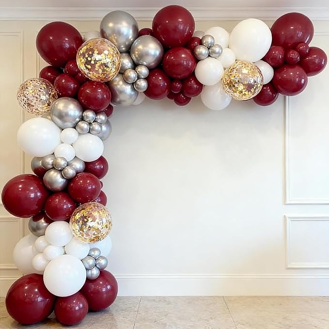 99pcs Burgundy Balloons, Different Sizes Burgundy Red Balloons 18/12/10/5 Inch Maroon Balloon Arch Kit for Anniversary Graduation Wedding Birthday Mother's Day Party Decorations